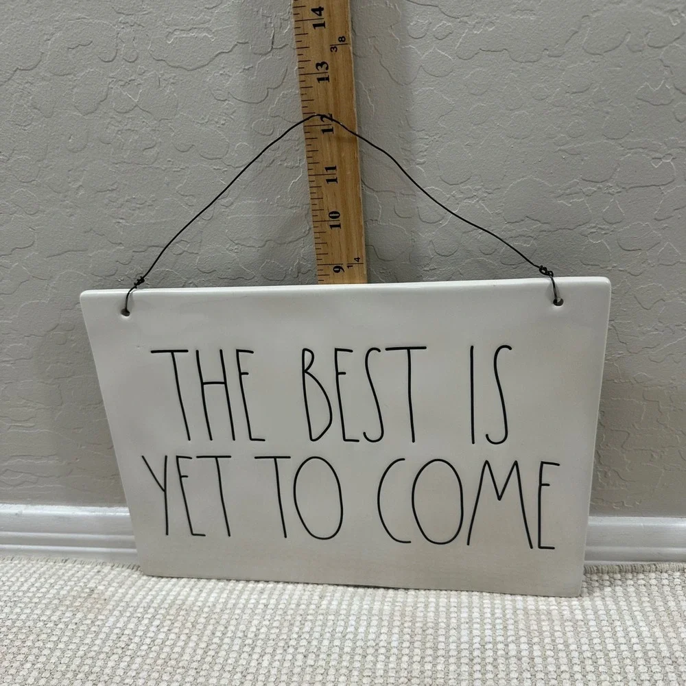 Rae Dunn‎ The Best Is Yet To Come Ceramic Wall Hanging Plaque White Farmhouse